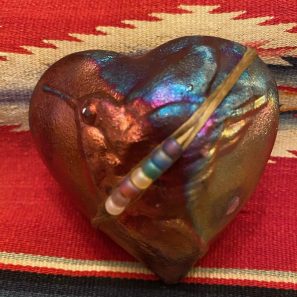 HB1 Raku Rattle Hummingbird Heart