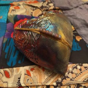 SN1 Raku Rattle Starry Night Heart